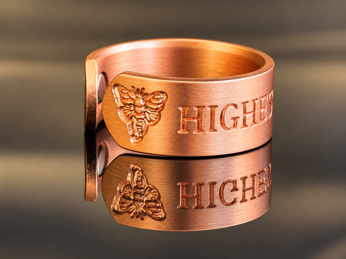 Highest Vibrations Exclusive Logo Ring (Highest Edition) – 99.9% Pure Copper with 2 Magnets