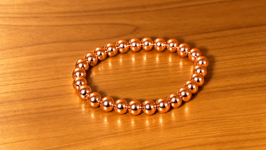99.9% Pure Copper Beaded Wellness Bracelet – Rose Gold (6mm)