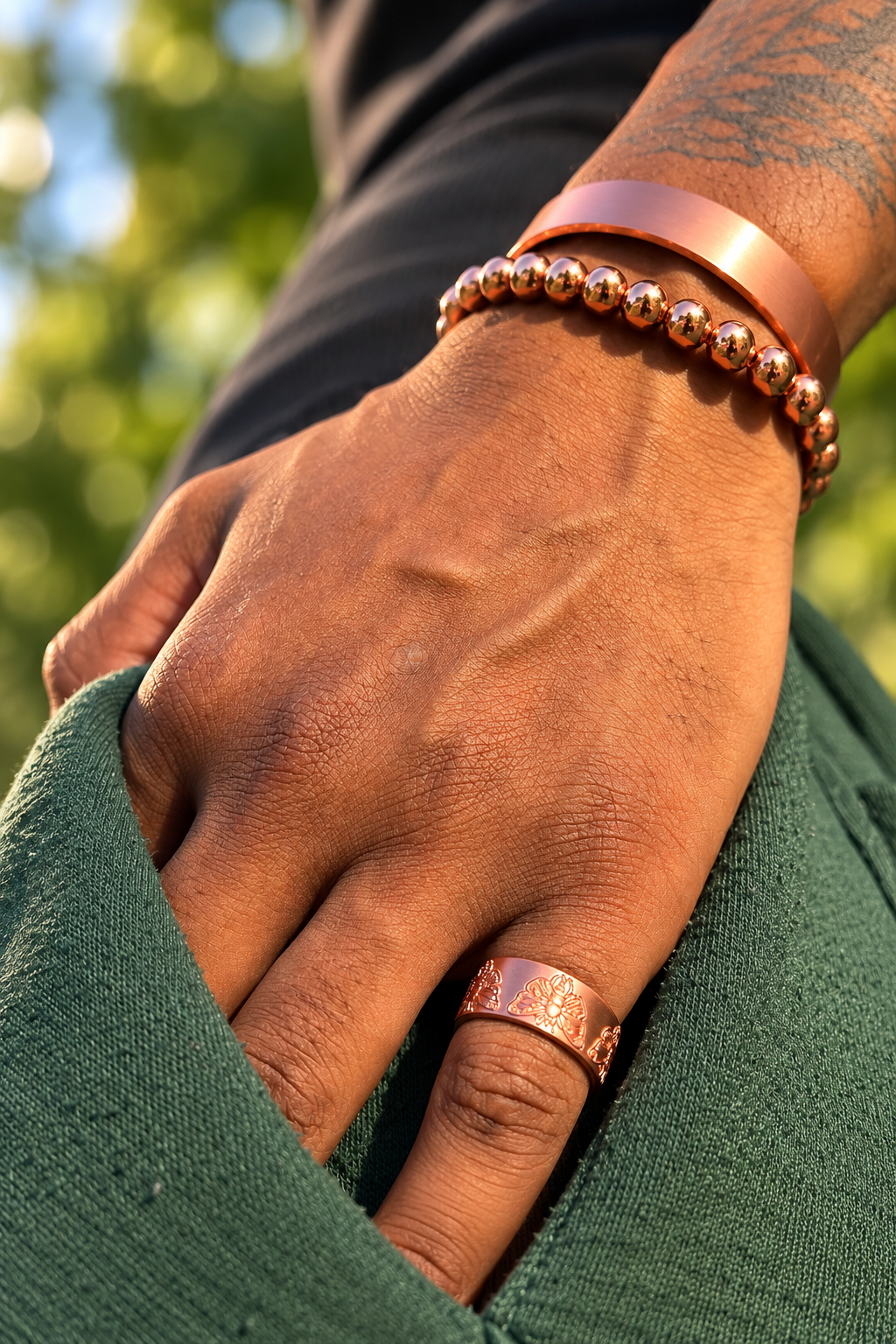 99.9% Pure Copper Beaded Wellness Bracelet – Rose Gold (6mm)
