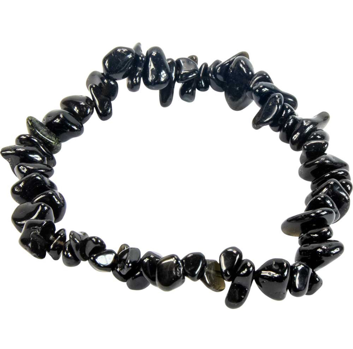 Elastic Chips Bracelet- Black Obsidian