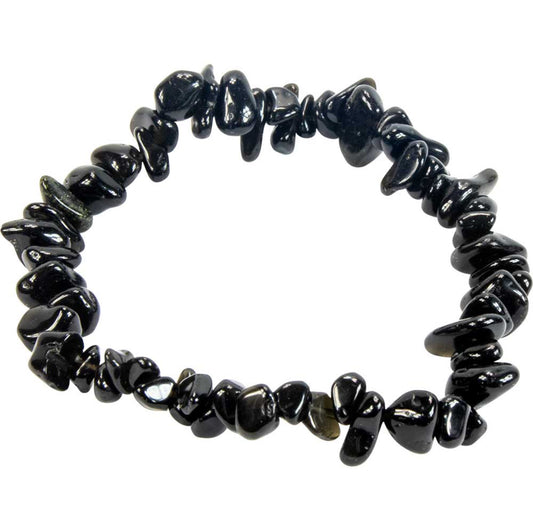 Elastic Chips Bracelet- Black Obsidian