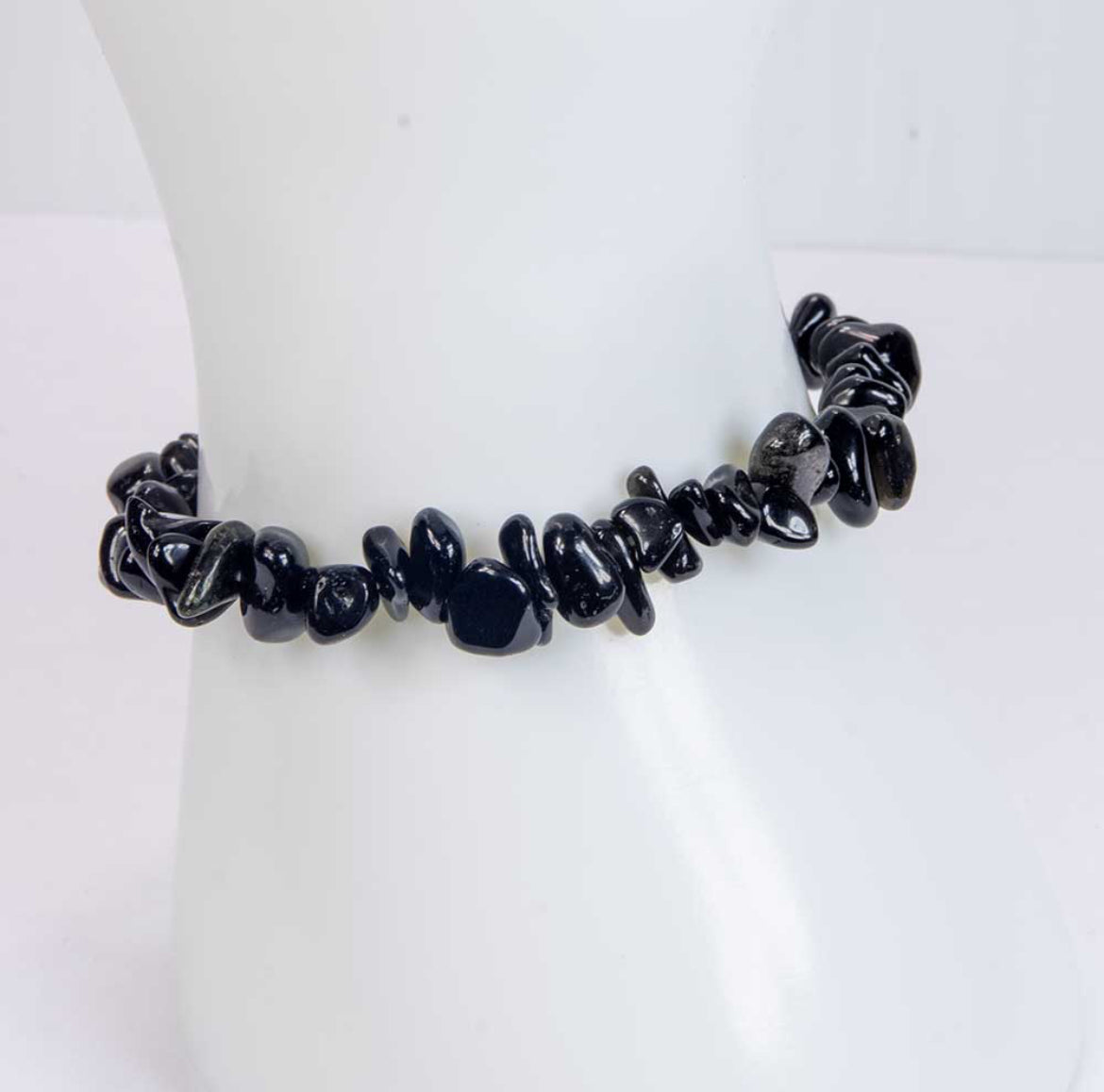 Elastic Chips Bracelet- Black Obsidian